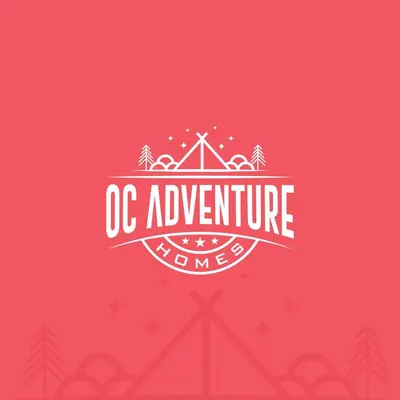 a red os adventure home logo on a red background at Disneyland Oasis by OC Adventure Homes in Cypress