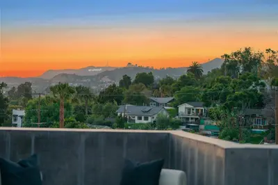 a view of the sunset from a house at Unique Home with Stunning Views in the Heart of Los Angeles, CA, Silverlake! in Los Angeles
