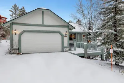 a garage in front of a house in the snow at Castle Glen Gem #2220 in Big Bear Lake