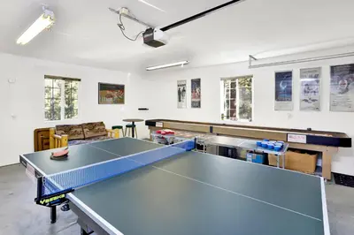 a ping pong room with a ping pong table at Lookout Lodge #2128 in Big Bear City