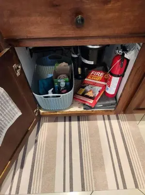 a drawer in a cabinet with items in it at Spacious 1 Bed ADU in Encino, Home Away from Home in Los Angeles