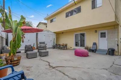 a patio in front of a house at Sawtelle Serenity- Modern Comfort in Los Angeles
