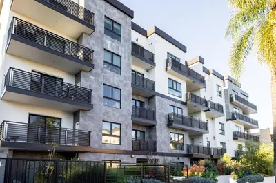 an image of an apartment building with balconies at Exquisite Haven with Patio Sleeps 4 in Los Angeles