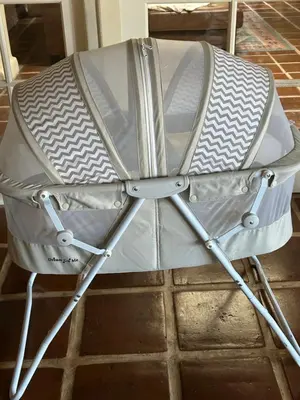 a gray high chair sitting on a tile floor at UNIQUE SPANISH HACIENDA HOUSE with POOL VINTAGE 1948 EUROPEAN ANTIQUES ETHNIC ART in Bakersfield