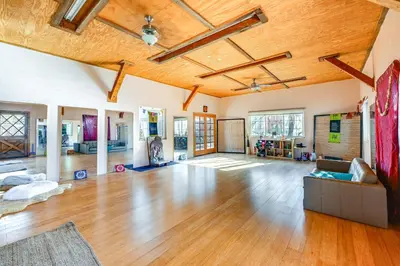 a large living room with a wooden ceiling at Mtn-View Weldon Home Walk to Pacific Crest Trail in Weldon