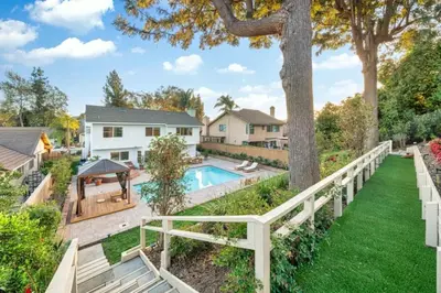 a backyard with a pool and a gazebo at Luxe Sundance Villa 3BR with Pool and Spa Near Disney in Pomona