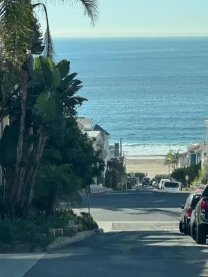 a street in front of a beach with the ocean at Manhattan Beach Oasis in Manhattan Beach