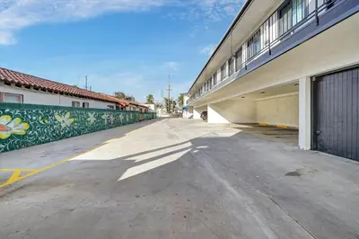 an empty street in front of a building at Casablanca Inn in Bell