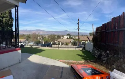 a view of a yard from a house at Lemon Studio with Mountain view in Rosemead
