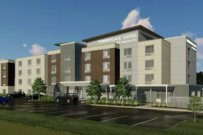 a rendering of the front of a hotel at TownePlace Suites by Marriott Palmdale in Palmdale
