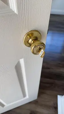 a close up of a door with a brass door knob at Luxury suite private entrance in Hacienda Heights