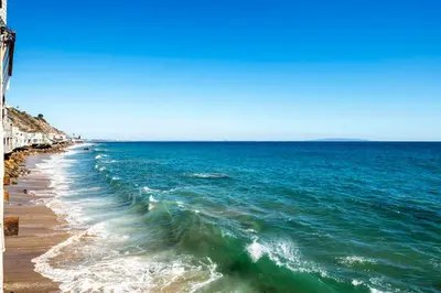 a view of the ocean from the beach at Breathe Malibu Ocean Front Condo with Beach Access in Malibu