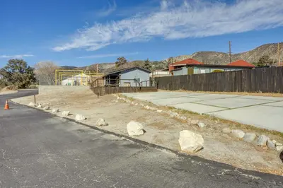 a parking lot with rocks on the side of a road at Private Deck and Views Frazier Mountain Cabin in Frazier Park