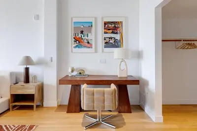 a home office with a desk and a chair at The Santa Monica Sunset - 5k sq ft beachfront luxury in Los Angeles