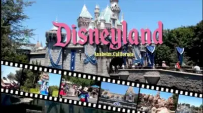 a disneyland sign in front of a castle at Spacious 2 Bedroom Apartment Near Disneyland and Anaheim Convention Center in Anaheim