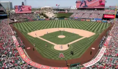 an aerial view of a baseball game in a stadium at Spacious 2 Bedroom Apartment Near Disneyland and Anaheim Convention Center in Anaheim