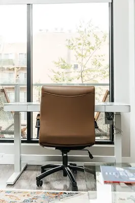 an office chair sitting at a desk in front of a window at Magnificent two bedroom in West Hollywood in Los Angeles