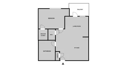 a floor plan of a house at Blueground San Pedro AC balcony nr USS Iowa LAX-1301 in Los Angeles