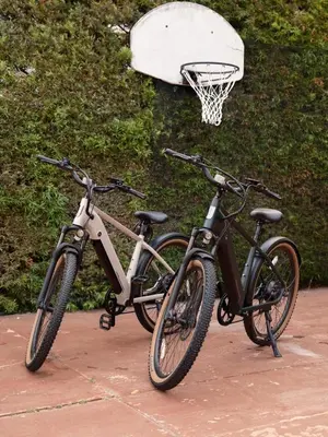 two bikes parked next to a basketball hoop at The South Bay Retreat in Redondo Beach