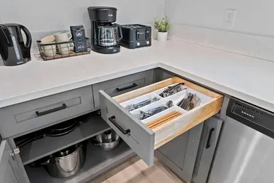 a kitchen with a drawer in the counter top at South Bay 3 bed Escape! in Harbor City