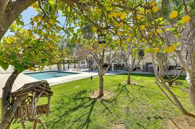 a park with trees and a bench in the grass at 4 Mi to Dtwn Riverside Gem with Pool and Game Room in Riverside