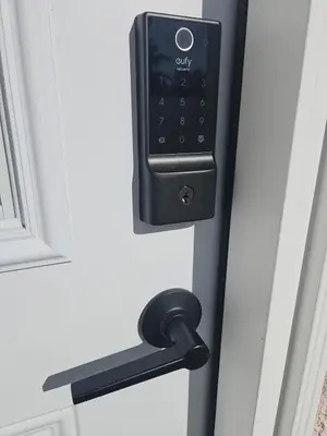 a close up of a door with a cell phone on it at Modern 1-bedroom Studio with Full Kitchen and Bath in Santa Clarita