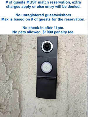 a speaker attached to a wall with a sign that says theres at Boho 1-Bedroom BEACH Condo with Mid Size Parking, AC & Laundry - Walk 10min to BEACH! in Long Beach