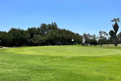 a golf course with a palm tree on a green at Hidden South Bay Gem near Manhattan and Redondo Beach in Redondo Beach