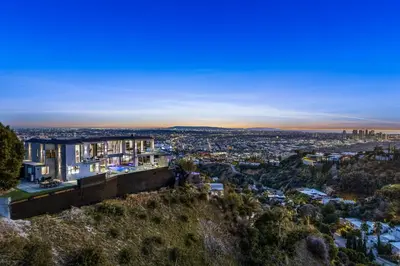 a view of the city from the top of a hill at Ocean to City Views, Fire Feature, Water falls Dream Oasis in Los Angeles