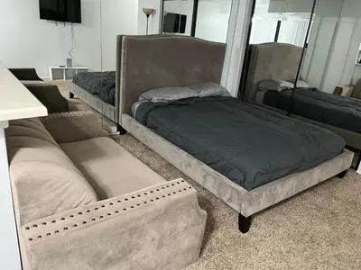 a room with three mattresses and a bed at Starlight Studio near Sunset in Los Angeles