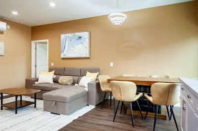 a living room with a couch and a table at Cozy 2BR Home Mountain Views Pet Friendly in Thousand Oaks
