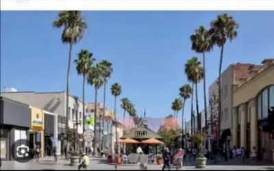 a rendering of a city street with palm trees at Walk to Santa Monica Beach, Pier, Boardwalk and Venice in Los Angeles