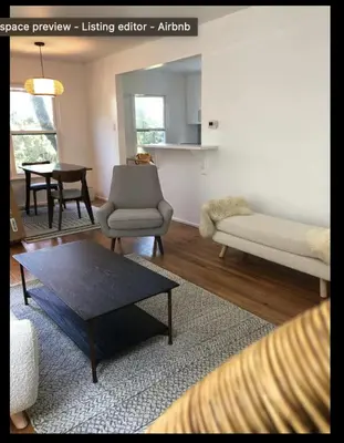 a living room with a couch and a table at Venice Beach Boho - 2 apartments in Los Angeles