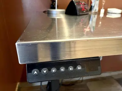 a close up of a counter with a metal counter top at Cheerful Single Story 3-bedroom home w pool table in Santa Clarita