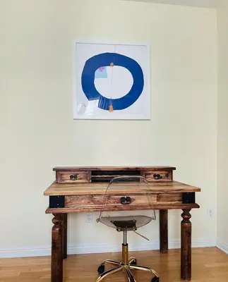 a wooden desk with a chair in a room at Modern townhouse - 4 Bedroom 3Bathroom near Pasadena, LA in Duarte