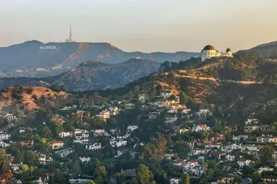 a view of a town in the mountains at Claudia's Guest House in Los Angeles