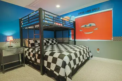 a bedroom with a bunk bed in a room at F-16 Pirates Lair in Anaheim