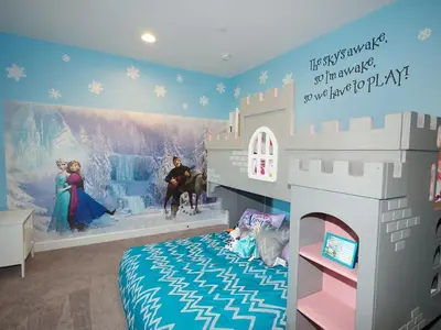 a room with a castle themed bedroom with a bed at F-31 Mickeys Beach House in Anaheim