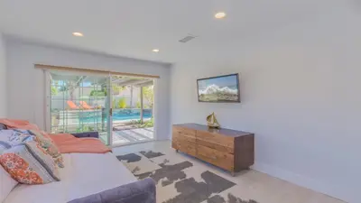 a living room with a couch and a table at F-51 Orangewood in Anaheim