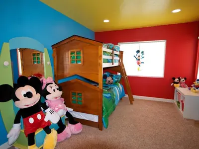 a childs bedroom with mickey mouse bunk beds at F-26 Andys House in Anaheim