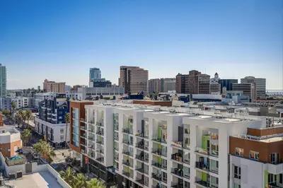 an aerial view of a city with tall buildings at Long Beach Panorama in Long Beach