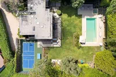 an overhead view of a yard with a pool at Malibu Reserve by Stay Awhile Villas in Malibu