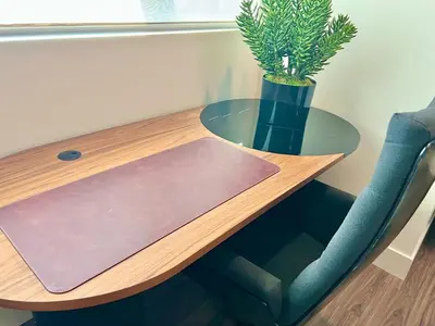 a glass table with a potted plant on top of it at Penthouse 2 Bedroom with Hollywood Sign View! in Los Angeles