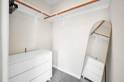 a dressing room with a mirror and a dresser at Lux Oasis in Woodland Hills in Los Angeles