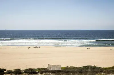a group of people on a beach near the ocean at New The Triton Manhattan Beachfront Escape in Manhattan Beach