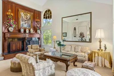 a living room filled with furniture and a mirror at #Marbella Lane - Tranquil Country Escape Getaway in Placentia