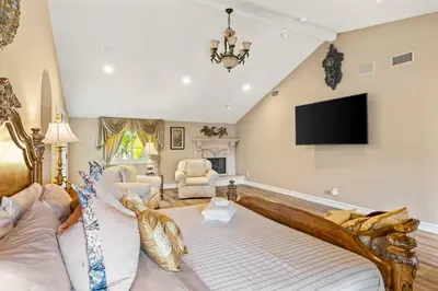 a living room with a couch and a tv at #Marbella Lane - Tranquil Country Escape Getaway in Placentia