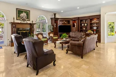 a living room with furniture and a fireplace at #Marbella Lane - Tranquil Country Escape Getaway in Placentia