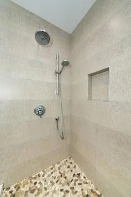 a shower with a glass door in a bathroom at NoHo Home Near Universal Studios in Burbank