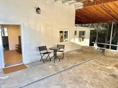 a patio with chairs and a table in a building at remodeled 2b 1b house Rosemead c in Rosemead